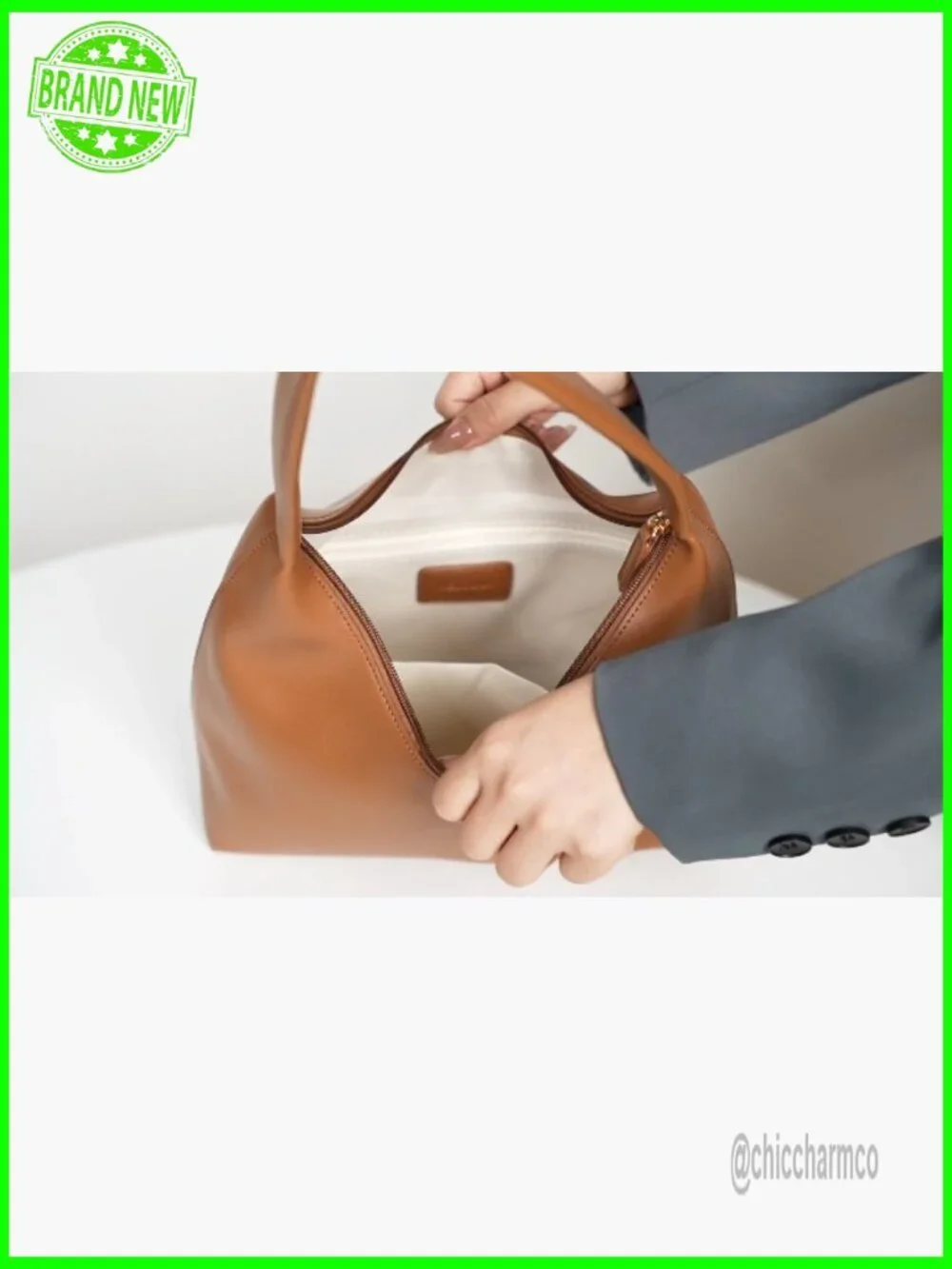 Small Hobo Bag PU Leather Shoulder Purse with Zipper Compartments